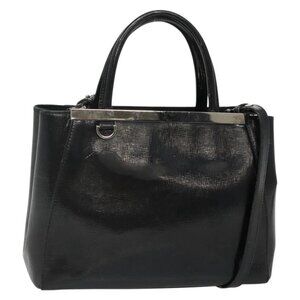 FENDI To joule Hand Bag Patent leather 2way Black Auth 141766